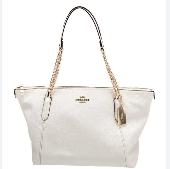 Coach White Leather Tote Bag